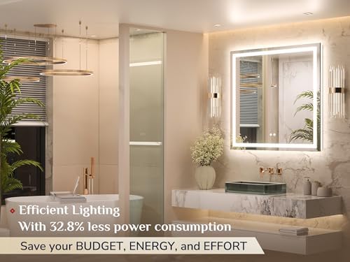 Keonjinn 36x36 Inch LED Bathroom Mirror with Lights, Frontlit & Backlit