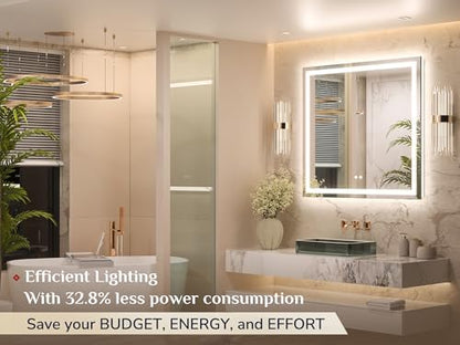 Keonjinn 36x36 Inch LED Bathroom Mirror with Lights, Frontlit & Backlit