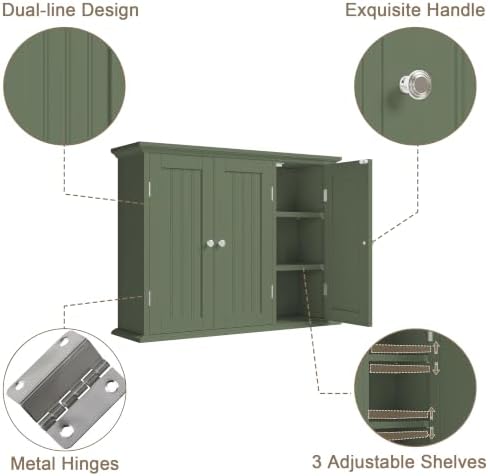 ChooChoo Laundry Cabinet with 3 Doors and Adjustable Shelves