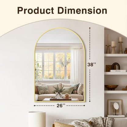 Arched Bathroom Vanity Mirror for Over Sink, 2 Pack 38”x26”, Gold