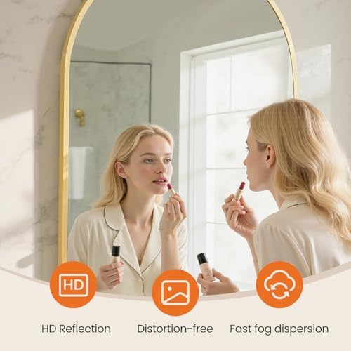 Sweetcrispy 38x30 Bathroom Mirrors for Wall, Arched Mirror for Over Sink