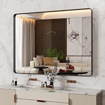 WEER Black Bathroom Vanity Mirror 48X36 Inch