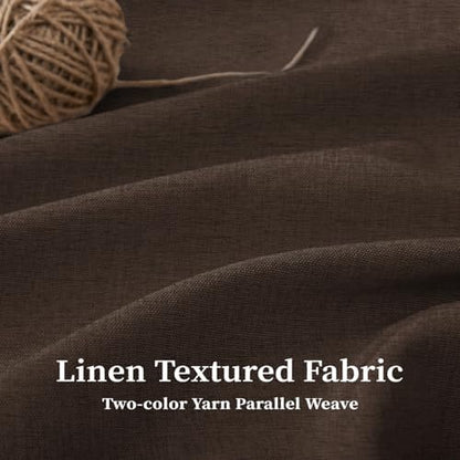 BTTN 108x72 Boho Scalloped Linen Textured Cloth Shower Curtain Set, Brown