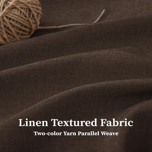 BTTN Brown Boho Scalloped Linen Textured Cloth Shower Curtain Set, 72x72