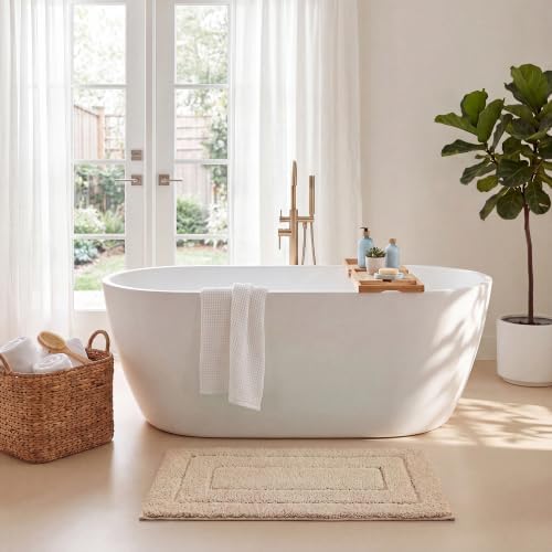 GRANNY SAYS Bathroom Rugs Non Slip, 16" x 24", Bath Rugs for Bathroom Washable, Bath Mats for Bath Floor, Microfiber Bath Mat for Tub, Absorbent Bath Rugs for Bath, Khaki