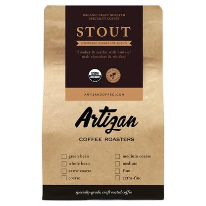 Artizan Coffee USDA Organic Whole Bean Coffee | Stout Blend | Medium-Dark Roast | 2 lbs | Roasted in South Florida