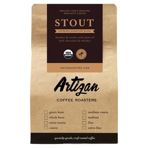 Artizan Coffee USDA Organic Ground Coffee | Stout Blend | Medium-Dark Roast | Extra Coarse | 2 lbs | Roasted in South Florida