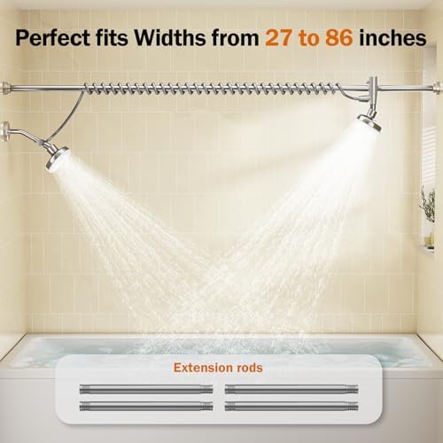 Dual Shower Head with Original Adjustable Slider, Double Showerhead, Chrome