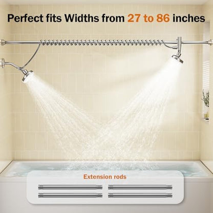 Dual Shower Head with Original Adjustable Slider, Double Showerhead, Chrome