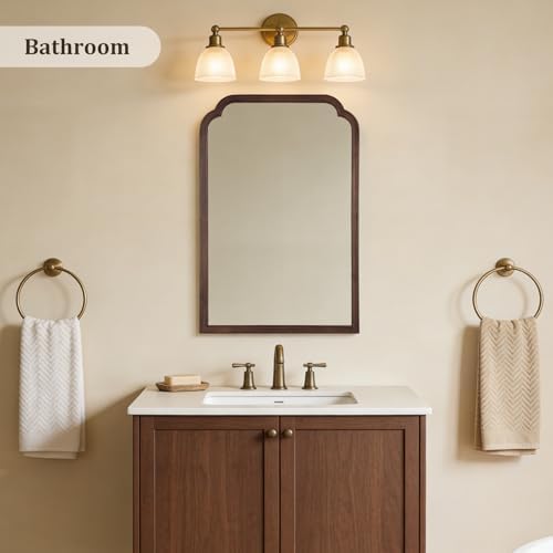 WallBeyond Wooden Framed Wall Mirror, Natural Wood Bathroom Vanity Mirror for Entryway, Living Room or Bedroom Home Decor Vertical or Horizontal Hanging [24" x 36" Walnut Color]