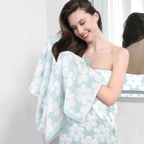 Cotton Towels for Bathroom Decor with Floral Jacquard