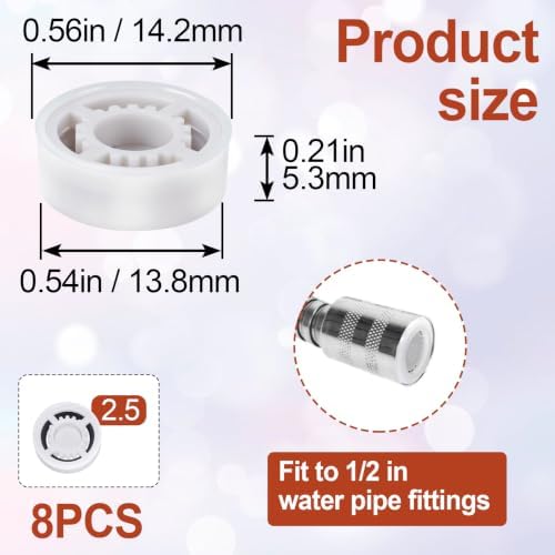8Pcs Shower Flow Restrictor, White Water Flow Reducer Control Value