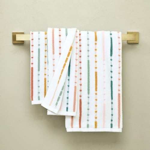 SKL Home Modesto Stripe Hand Towel Set-2pc, Premium 100% Cotton, Multi