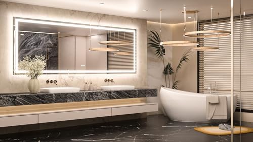 Keonjinn 84x32 Inch LED Bathroom Mirror with Light, Effortless Installation