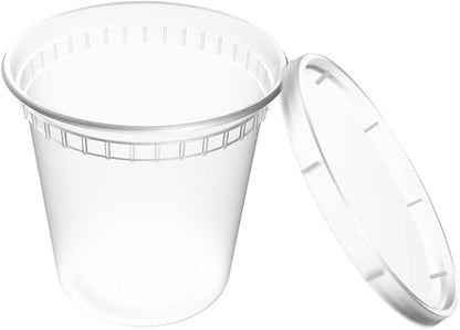 EDI [24 OZ, 50 Sets] Plastic Deli Food Storage Containers with Airtight Lids | Microwave-, Freezer-, Dishwasher-Safe | BPA Free | Heavy-Duty | Meal Prep | Leakproof | Recyclable