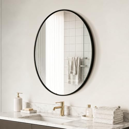 Black Oval Bathroom Mirror for Wall, 22"x28" Bathroom Vanity Mirror