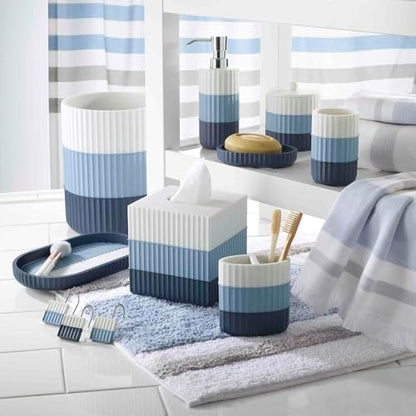 IZOD - Towels, 3pc Striped Towel Set, Soft & Absorbent Cotton, Dorm Room Essentials (Clubhouse Collection, Blue)