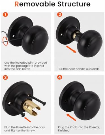 Haidms 1 Pack Black Dummy Door Knob, Half Matte Black No-Turning Dummy Closet Doors Single-Sided Door Locks (2 Pieces/1 Pair)