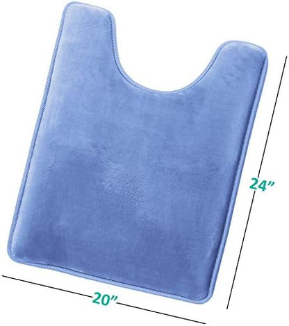 Clara Clark Bathroom Rugs, Velvet Memory Foam Bath Mat, Non-Slip, Machine Washable Bath Rugs - Dries Quickly, Ultra Soft Plush Bath Mats for Bathroom, 20 x 24, Calm Blue