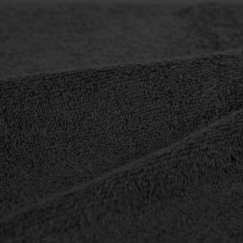 Amazon Basics Fade-Resistant 100% Cotton Washcloth for Face and Body, Soft Absorbent, 26" x 16", Black, 6-Pack