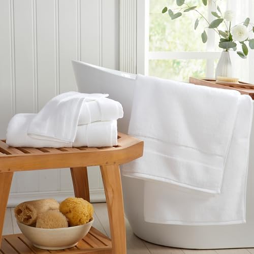 Springtree Home Luxury Bamboo Rayon Bath Towel Set | 6-Piece Set | White