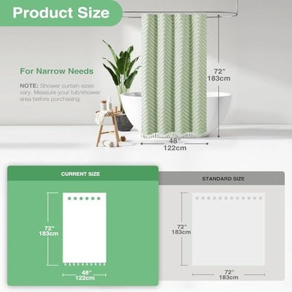 Dynamene Stall Boho Shower Curtain Tufted Chevron 48"x64" Sage Green
