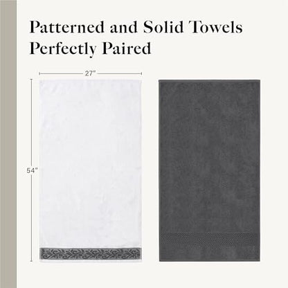 Modern Threads 6 Piece Bath Towel Set – Bathroom Towel Set with 2 Bath Towels, 2 Hand Towels & 2 Washcloths – 100% Cotton, Soft & Absorbent – Jacquard Border (Gray)