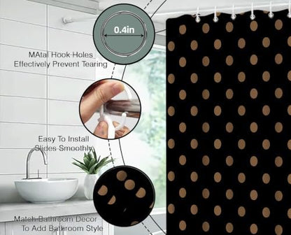 Polka Dot Shower Curtain Bathroom Decor with Hooks,70" Wx75 H