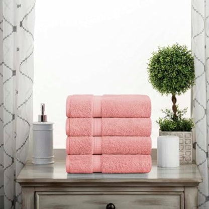 SUPERIOR Egyptian Cotton Plush & Absorbent, Hand Towel Set of 4, Tea Rose