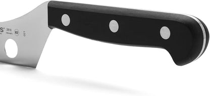 Arcos Cheese Knife 6 Inch Nitrum Stainless Steel and 145 mm blade. 161 gr. Ergonomic Polyoxymethylene POM Handle. Series Universal. Color Black