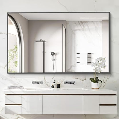 COFENY 40x60inch Black Bathroom Mirror, Black Rectangle Mirror with Frame, Large Rectangular Wall Mirrors for Bathroom, Living Room, Hair Salon, Big Farmhouse Mirror Hang Horizontal/Vertical