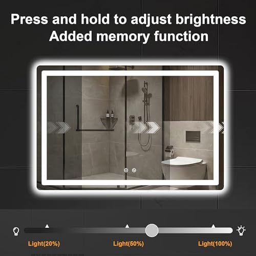 LED Bathroom Mirror with Lights, 30 x 45 Lighted Vanity Wall Mirror