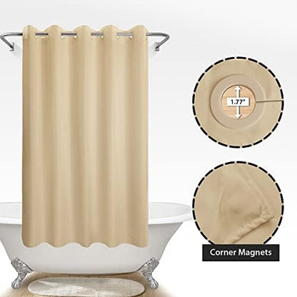 River Dream No Hook Hotel Cloth Shower Curtain Beige, Standard Size