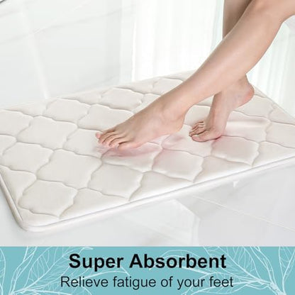 OLANLY Memory Foam Bath Mat Rug 59x24, Ultra Soft Bathroom Rugs, Ivory