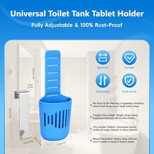 2 Pack Toilet Tank Tablet Holder, Silicone Basket for Toilet Tanks