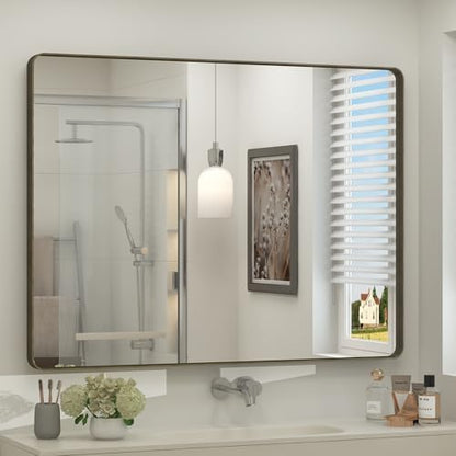 44x36 Inch Brushed Metal Bronze Bathroom Mirror