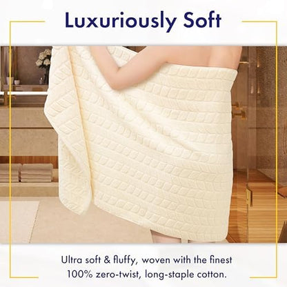 Alusa Home Ultra Soft & Stylish 700 GSM Luxury Bath Sheets | Pack of 2 | Extra Large 35x70 Inches | 100% Zero-Twist, Long-Staple Cotton | Remarkably Absorbent (Papyrus)