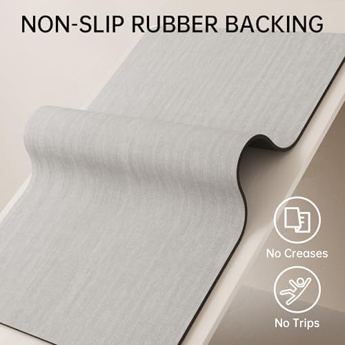 Mecko Bath Mat 24"x48",Ultra Thin Bathroom Rug fit Under Door Light Grey