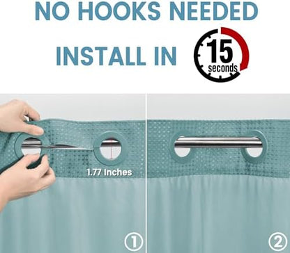 EUTXL Heavyweight No Hook Shower Curtain with Liner, Teal,71x86
