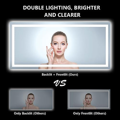 72x36 LED Bathroom Mirror with Lights, Lighted Vanity Mirror
