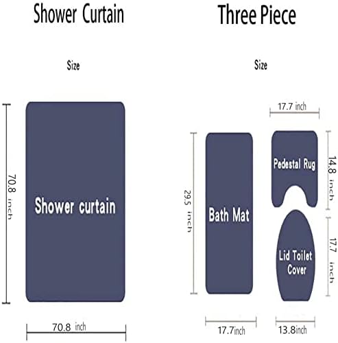 Yddsky 4 Pcs Red Rose Shower Curtain Set with Rugs Bathroom Set