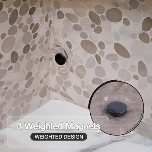 Shower Curtain Liner, 100% Waterproof EVA Shower Curtains with 3 Duty Heavy Bottom Magnets and 12 Rust Proof Grommets, 72x72 Weighted Shower Liner for Shower Stall, Bathtubs
