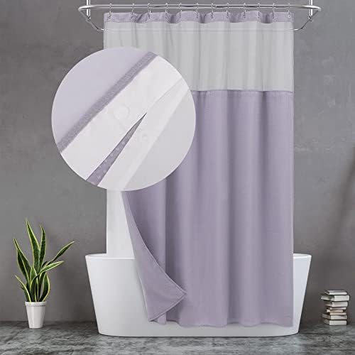 N&Y HOME Waffle Weave Shower Curtain with Snap-in Liner 71x72, Lavender
