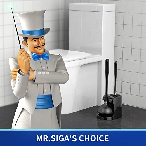 MR.SIGA Toilet Plunger and Brush Combo for Toilet Cleaning, Black, 2 Set (Pack of 6)