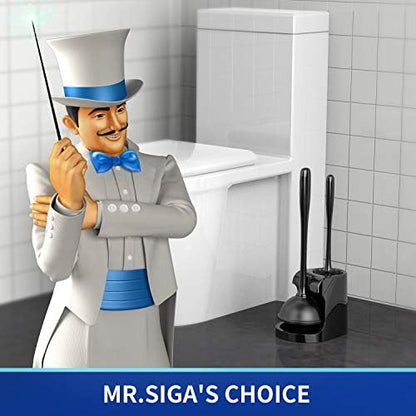 MR.SIGA Toilet Plunger and Brush Combo for Toilet Cleaning, Black, 2 Set (Pack of 6)
