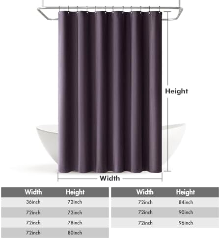 MIULEE Linen Fabric Shower Curtain Purple W72*L72 12 Metal Hooks
