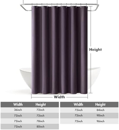 MIULEE Linen Fabric Shower Curtain Purple W72*L72 12 Metal Hooks
