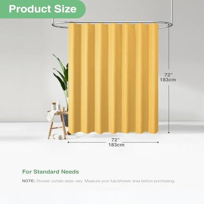 Dynamene Waffle Shower Curtain 256 GSM Heavy Duty Fabric 72"x72" Gold