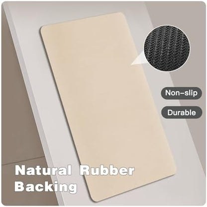 TYUU Thin Bath Mat Runner, Bathroom Rugs Non Slip Washable, 17x59 Beige