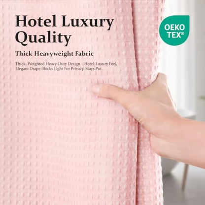 Dynamene Long Waffle Shower Curtain 256 GSM Heavy Fabric 72x80 Pink